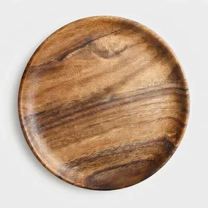 Plateau de service en bois fait main, poli, design minimaliste, couleur unie, motif grain d'acacia naturel, écologique, non toxique - Product Image 1