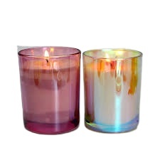 Frascos de velas de vidrio blanco iridiscente de colores de 10oz al por mayor-Compre frascos de velas iridiscentes al por mayor Contenedores de velas de decoración del hogar al por mayor - Product Image 2