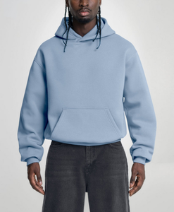 Sweat-shirts pour hommes personnalisables avec logo OEM, 100% coton épais 380 GSM, coupe ample à épaules tombantes, style boxy, avec poches kangourou - Product Image 1