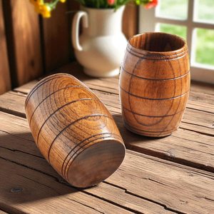 Tazas de Madera Rústicas Estilo Barril - Juego de 2 - Tazas de Estilo Medieval - Product Image 6