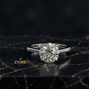 Anillo de Compromiso Solitario de Oro de 18K con Corte Redondo, Anillo de Novia de Lujo con Diamante de Cuatro Puntas, Regalo Clásico de Aniversario - Product Image 2