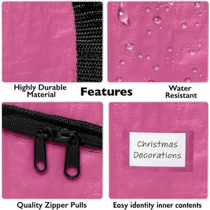 Heavy Duty Collapsible <b>Moving</b> Bags with Lids Large Storage <b>Boxes</b> with Backpack Straps and Zippers Pink - Product Image 3
