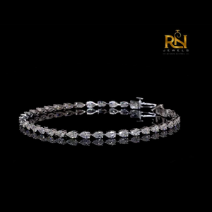 Pear Cut Lab Grown Diamond Tennis Bracelet Tear Drop Eternity Link Bracelet 9K 14K 18K <b>Solid</b> <b>Gold</b> Fine Jewelry - Product Image 3
