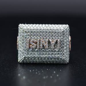 Iced Out Moissanite Men's Hip Hop Rhodium Plated 925 Sterling Silver Letter Micro Pave Diamond Style <b>Ring</b> Everyday Wear - Product Image 1