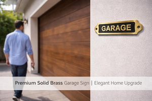 Vintage Brass Garage Door Sign Decorative Metal Garage <b>Name</b> <b>Plate</b> Antique Wall Mounted Garage Plaque for Home Workshop Office - Product Image 2
