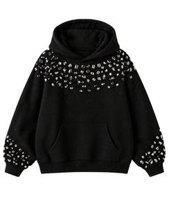 Women Oversized <b>Rhinestone</b> Hoodie Casual Pullover Sweatshirt Long Sleeve With Pocket Fashion Hooded <b>Top</b> - Product Image 2