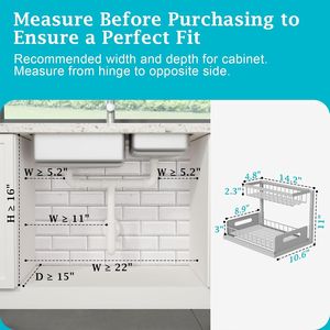 2-Tier Pull Out Slide Under-Sink Organizer <b>Kitchen</b> <b>Storage</b> Cabinet Shelves for Bathrooms and <b>Kitchens</b> - Product Image 4