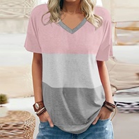 T-Shirt côtelé à manches courtes pour femme, en coton, col en v profond, pour bébé
