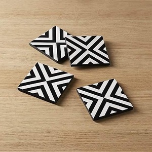 Classic Design Bone Inlay Coasters High Quality <b>Resin</b> & Mother of Pearl Inlay Serving <b>Stone</b> Mats & Pads - Product Image 5