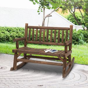 Robusto Divanetto a Dondolo in Legno con Sedute Curve Larghe in Noce, Arredo da Giardino con Cuscini Impermeabili per il Relax in Cortile - Product Image 2