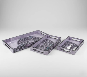 Ensemble de plateaux en bois de luxe faits à la main, finition émaillée, durables, élégants, décoration d'intérieur - Petit/Moyen/Grand, multifonctionnels, pour servir la nourriture - Product Image 3