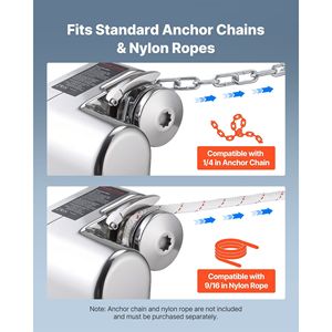 Verricello Orizzontale per Ancoraggio da Pesca 12V DC 600W, Compatibile con Catena da 1/4 di Pollice e Cavo in Nylon da 9/16 e 5/8 di Pollice, ad Alte Prestazioni - Product Image 5