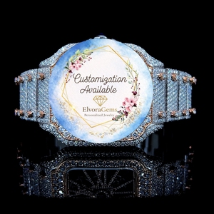 Montre de luxe en argent et diamants pour femmes, bracelet en acier inoxydable - Product Image 1