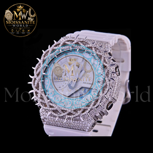 นาฬิกาข้อมือทรง Tonneau สายยางสีขาว รุ่น Luxury Thorn Unisex ตัวเรือนโลหะผสม ประดับเพชร หน้าปัดอนาล็อก กระจกแซฟไฟร์ เรืองแสง - Product Image 4