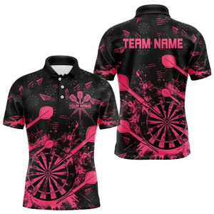 Custom Heat-Transfer Printed Solid Front <b>Dart</b> Shirt Unisex Short Sleeve Moisture Wicking Turn-down Collar Team Name Print All - Product Image 3