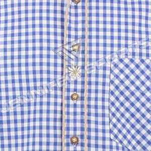Chemise traditionnelle à manches longues à carreaux rouge et blanc pour hommes, style bavarois allemand, pour Lederhosen Oktoberfest Trachten - Product Image 3