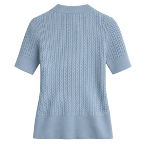 Cárdigan de punto trenzado de manga corta para mujer, con botones frontales, mezcla de algodón suave, suéter ligero, elegante y casual para usar en capas - Product Image 2