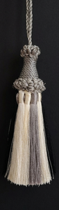<b>Key</b> <b>Tassel</b> Decorative Beaded Fringe 100% Rayon Black White Gray - Product Image 3