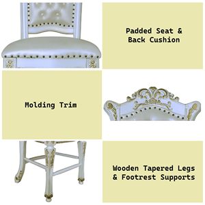 Set di 2 Sedie da Pranzo Vendome con Finitura Perlata Anticata, Altezza da Bancone - Product Image 3