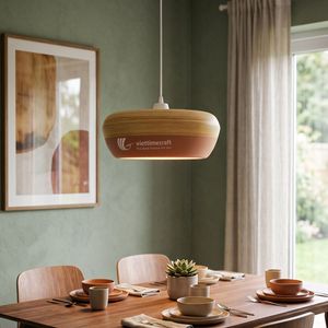 Lámpara Colgante de Bambú, Cubierta de Lámpara Moderna, Lámpara de Techo de Madera para Comedor, Color Personalizado - Product Image 5