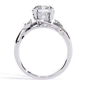 Elegante Anillo de Diamante Cultivado en Laboratorio de Corte Redondo de 1.5CT, Oro Sólido de 14K, Piedra Lateral Redonda, Joyería Fina para Compromiso y Boda - Product Image 3
