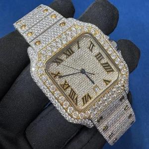 Custom Unisex Luxury <b>Sport</b> Business Stainless Steel Band White Gold ETA Mechanical Glass Dial Auto Date <b>Watch</b> with Moissanite - Product Image 1