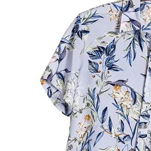 Camisa Floral con Botones para Hombre, Elegante, Ligera, de Algodón, para Vacaciones, Suministro de Fábrica OEM ODM - Product Image 6