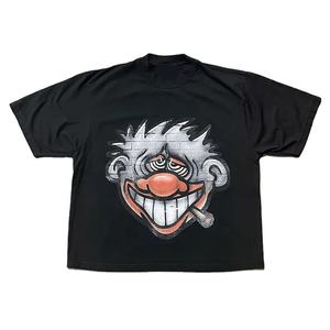 Logo personnalisé 300GSM Box Cut Tee T-Shirt Streetwear Lourd Cropped Top Graphique Coton Surdimensionné Boxy Fit Hommes Impression Bouffante - Product Image 5