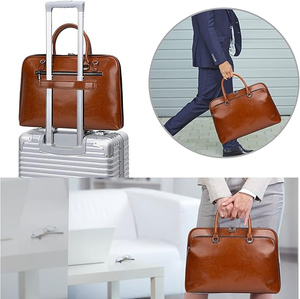 Maletín de Cuero Genuino al por Mayor para Hombre y Mujer, Marrón, Gran Capacidad, Resistente, para Portátil, Bolso de Diseño, Logotipo Personalizado OEM 2026 - Product Image 4