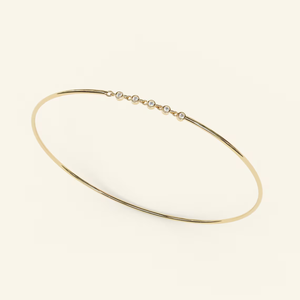 Bracelet jonc à maillons délicats en or jaune 14K avec diamants de laboratoire sertis clos, 0,15 carat au total, modèle VB-SR191 - Product Image 1