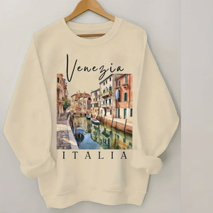 เสื้อสเวตเตอร์มีฮู้ด & เสื้อสเวตเชิ้ตผ้าฟลีซพิมพ์ลายตัวอักษร London Rome Italia สำหรับผู้หญิงคอกลมลำลองระบายอากาศขนาดพลัสไซส์ - Product Image 4