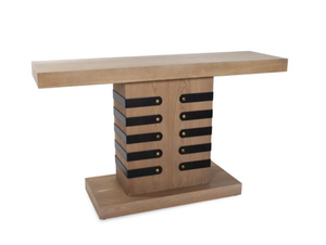 Table console en bois, table d'entrée, table de canapé, table d'appoint moderne pour couloir avec plateau en bois et base en métal - Product Image 1
