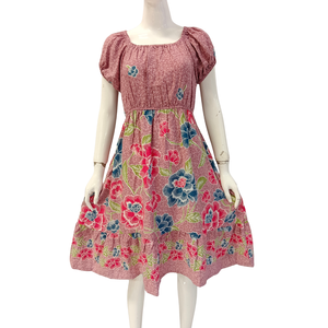 Vestido de algodón con estampado floral, cuello cuadrado, manga corta, corte holgado, largo hasta la rodilla, ropa informal para mujer, ropa de primavera - Product Image 6