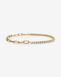Bracelet demi-chaîne demi-papillon en or jaune 9K 10K 14K 18K avec diamants CVD de laboratoire VVS DEF taille ronde - Product Image 2