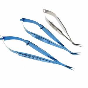 Ciseaux microchirurgicaux professionnels, poignée à ressort de précision, pointe incurvée et droite, ensemble d'outils de réparation en acier inoxydable - Product Image 3