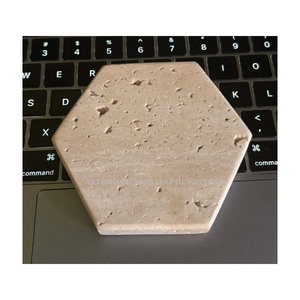 Plaque hexagonale en travertin naturel fait main avec finition mate, design imitation antique pour la décoration de la maison, les mariages et les cadeaux - Product Image 2