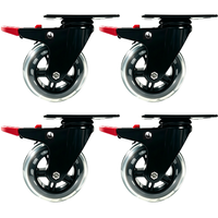Roulettes pivotantes à plaque carrée en PU, diamètre de roue de 4 pouces, frein silencieux, design moderne, capacité de charge de 50 kg, pour salle à manger et cuisine
