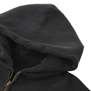 Sweat à capuche zippé oversize pour homme, style vintage, délavé à l'acide, effet soleil, manches longues, avec logo brodé et imprimé - Product Image 3