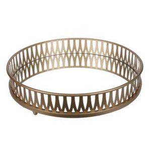 Luxury Gold <b>Mirrored</b> Decorative Tray Round Metal Cosmetic Organizer Vanity Perfume Serving Tray for Home Decor Wedding Gift - Product Image 4