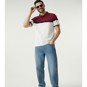 Men's Color Blocked <b>Polo</b> T Shirt Short Sleeve Knitted Breathable Casual Custom Golf Shirts Breathable Wholesale Slim Fit <b>Sport</b> - Product Image 2