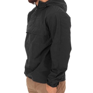 Vestes unies pour hommes, logo sérigraphié, sweat à capuche noir, coupe-vent vierge, anorak personnalisé - Product Image 4
