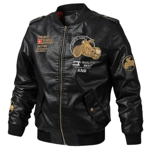 Mens Premium Motorcycle <b>Jacket</b> Fashion Biker Stand Collar Letter Premium OEM Custom Men's Genuine Moto Leather <b>Jacket</b> - Product Image 1