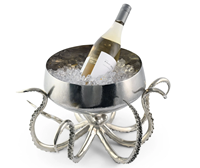 Seau à glace artisanal de luxe classique en forme de pieuvre pour eau froide, refroidisseur à vin en alliage d'aluminium, 16 pouces, pour fêtes, capacité 3L, métal personnalisé