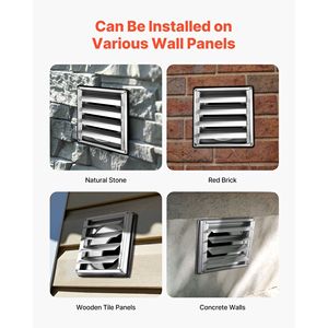 Copertura per Bocchetta di Ventilazione a Parete Quadrata con Lamelle in Acciaio Inossidabile Premium da 6 Pollici con Guarnizione in Gomma Fonoassorbente - Product Image 6