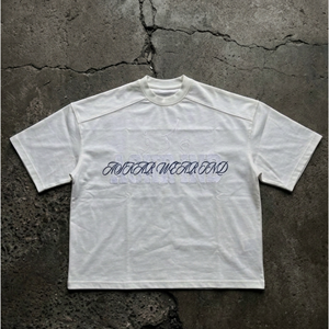 Camiseta Corta de Manga Corta, Estampada, Holgada, Informal, Transpirable, de Algodón Orgánico Sostenible, Estilo Urbano y de Moda - Product Image 1