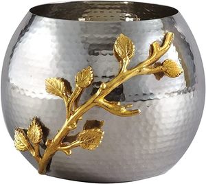Handmade Premium Iron Serving Bowl <b>Set</b> with Gold Floral Accent for Stylish <b>Table</b> Arrangement - Product Image 4