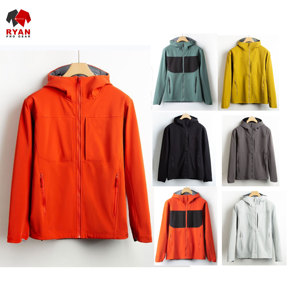 เสื้อแจ็คเก็ตซอฟต์เชลล์ผู้ชายแบบกันน้ำ ระบายอากาศได้ดี ผ้าถักย้อมสีพื้น พร้อมบริการสกรีนโลโก้ด้านหน้าตามสั่ง ขายส่งแบบ OEM - Product Image 6