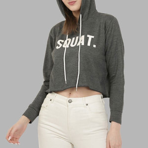 2026 New Arrival Women’s Slim Fit <b>Crop</b> <b>Top</b> Hoodie Solid Color Plain Design Breathable Lightweight Casual Fashion Hoodie - Product Image 2
