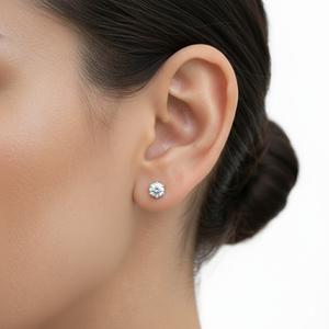 Boucles d'oreilles clous en or rose 18 carats avec diamants de laboratoire VVS2 taille brillant 6 griffes certifiées IGI – Cadeau idéal pour femme, mariage, anniversaire, fête - Product Image 2