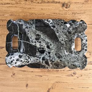 Plateau de service rectangulaire en marbre noir zèbre, forme festonnée, moderne, résistant au feu, en pierre naturelle, pour cuisine et salle à manger, luxe pour la maison - Product Image 6